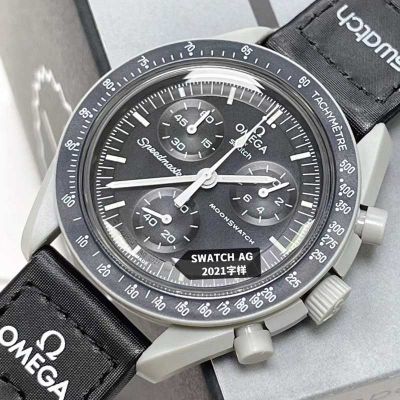 Omega*Swatch Black Dial  Mission to Moon 42MM Watch